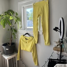 2 piece workout set Yellow Crop Top And Yellow Legging