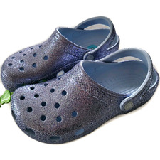 CROCS classic Glitter clogs Big Girls size 6Y Womens size 9 Blue