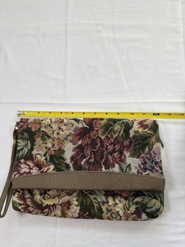 Vintage Blumen Gobelin Clutch Handtasche Handgelenktasche Grannycore Klapphandtasche - Bild 9 von 10