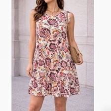 LOFT NWT Women's Floral Paisley Print Linen Blend Sleeveless Mini Dress Size 2P