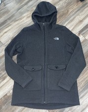 The North Face Jacket Women's L Gray Zip Hooded Fleece Lined Sweatshirt Pockets