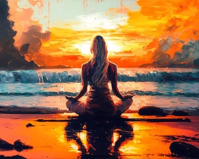 MARKE TISHIRON TISHIRON DIY Malen Nach Zahlen Frau Beim Yoga Strand Bei Sonnenuntergang Malen