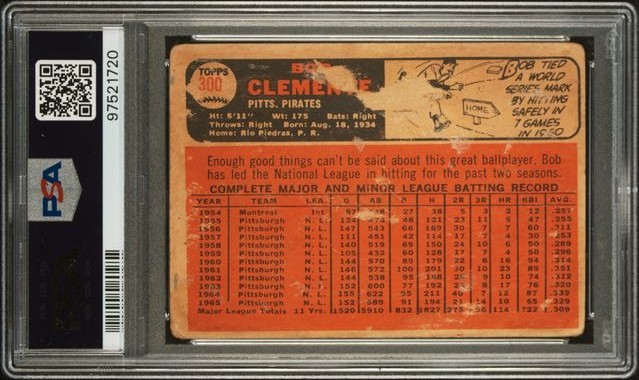 1966 Topps Venezuela #300 Roberto Clemente - PSA 1 PR - VERY SCARCE CARD! view 2