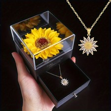 Elegant Sunflower Necklace Gift Set Valentine s Day Jewelry Gift for Her