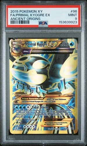 2015 POKEMON XY ANCIENT ORIGINS #96 FULL ART/PRIMAL KYOGRE EX PSA 9