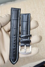 CLEARANCE 24mm XL EXTRA LONG BLACK SOFT CALF GENUINE LEATHER WATCH BAND,STRAP
