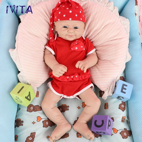 IVITA 12in-20in Vollsilikon Reborn Baby Mädchen blaue Augen Silikon Neugeborene Puppe - Bild 36 von 47