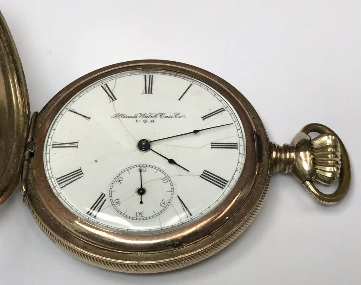 Montre De Poche Illinois Taille 16 Rare - Cadran Modèle 8 Chemin De Fer, étui Chasse