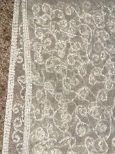 Cejon White Edge Beaded Sheer Shawl Scarf Artsy Formal Wedding Whimsigoth Witchy