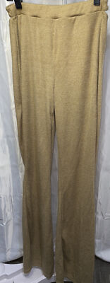 Shein Fit For You Pants Size Medium Elastic Waist Polyester Blend Tan Open Back