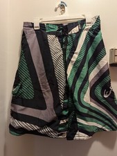 Exist Men's XL Green Patterned Lined Board Shorts Swim Trunks 12 Inch