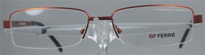 GF FERRE FF17003 Orange Metall Halbrandlos Brille Brillengestell NEU
