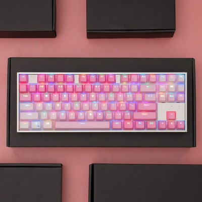 Translucent Pink Font PBT OEM Profile Full Set Keycaps For Cherry MX keyboard