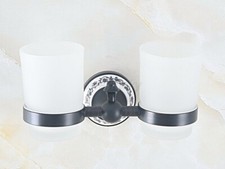 Oil Rubbed Bronze Toothbrush Holder with Glass Cup Wall Mount Bathroom Accessor