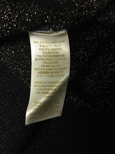 New $388 KATE SPADE Freyda Sparkle Stripe Wool Blend Knit Black Gold Dress Sz L - Picture 4 of 4