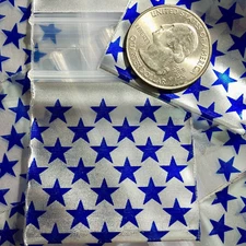 BaggiesSince1987 - 175175 Zip Seal Design Bags BLUE STAR SILVER 100, 👀Details🔽