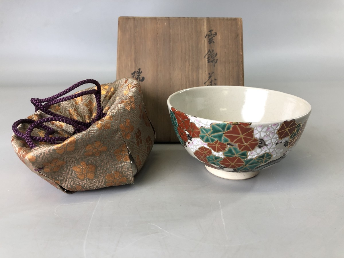 wan♡wan Y8886 CHAWAN Mino-ware painted bowl signed Japan antique tea