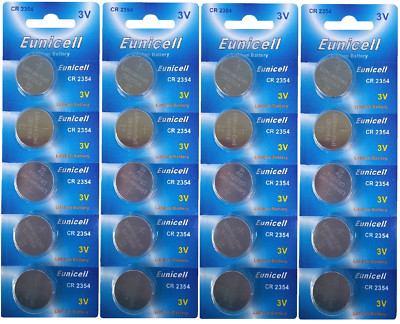 20 x CR2354 3V Lithium Batterie OHNE Vertiefung 4 Blistercard a 5 Stück EUNICELL