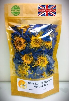 NORTON HERBALISTICS Organic Dried Blue Lotus Whole Flowers for Tea/smoke UK Herbalist & Nutritionist