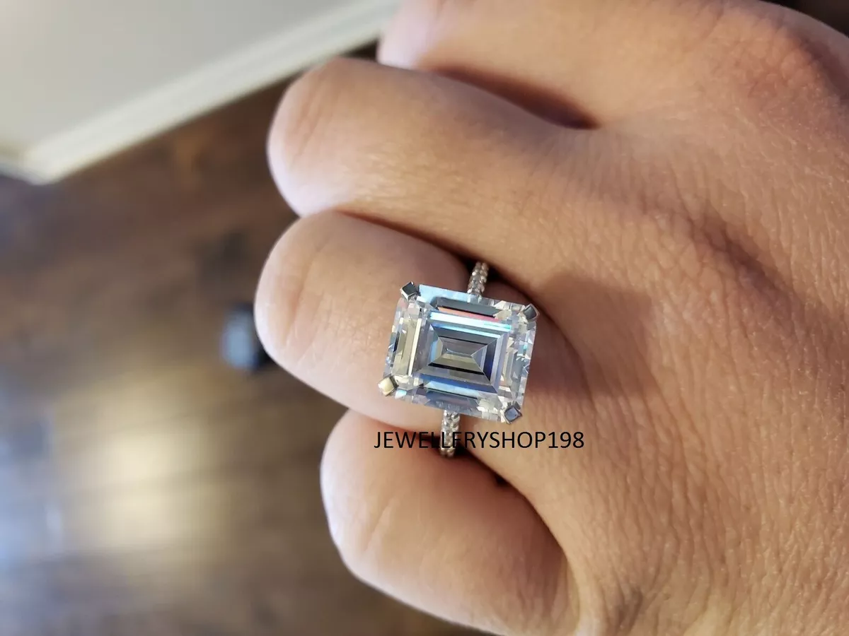 Emerald-Cut Created White Sapphire Sterling Silver Ring | REEDS Jewelers