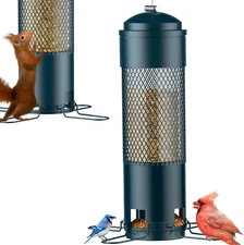 Squirrel Proof Bird Feeder Metal Hanging 3LB Seed Tube Wild Bird Outdoor Green