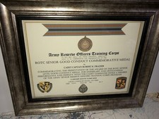 ARMY R.O.T.C. / SENIOR GOOD CONDUCT COMMEMORATIVE MEDAL CERTIFICATE