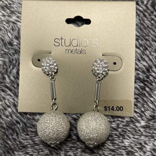 STUDIO S by Sears Silver Diamond Dust Ball Drop Earrings - Picture 1 of 3
