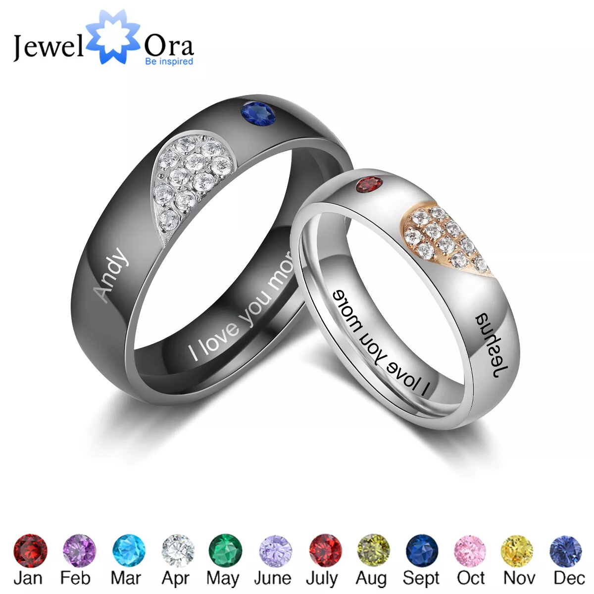 Customized Couple Promise Rings for Him and Her Set Size 5-11 –  GardeniaJewel