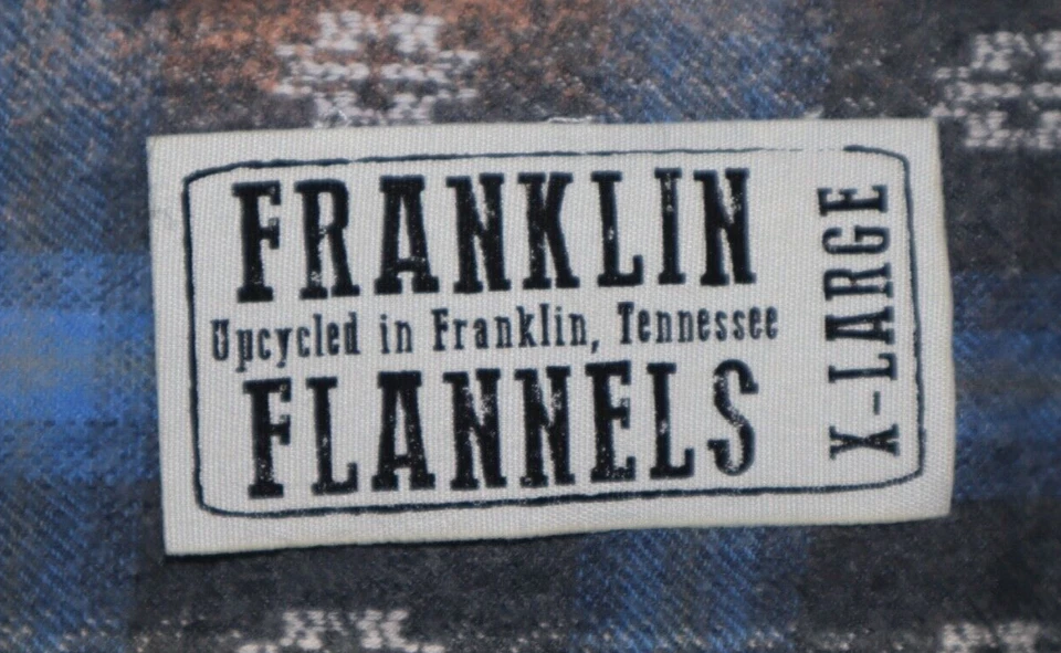 Camisa Franklin Flannels tamanho XL masculina azul desbotada xadrez alvejante LS vivida em upcycled - Imagem 3 de 4