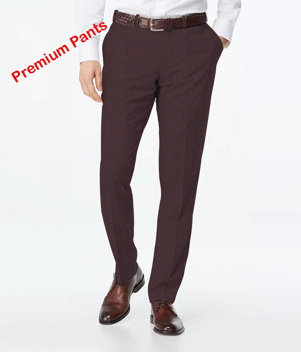 Burgundy dress pants mens outfits cheap