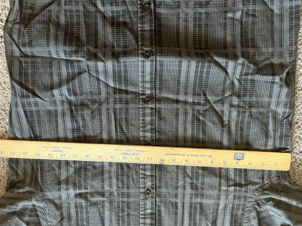 Camisa de vestir negra para hombre Helix manga larga talla XL a rayas con botones grises Foto 4 de 4