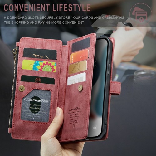 For iPhone 16 Pro Max 15 14 13 Caseme Double Wallet Flip Zipper Card Holder Case - Picture 9 of 22