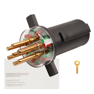 #ad 7 Way Round Pin Tractor Trailer Light Circuit Tester For IPA Connector 7865L $33.88