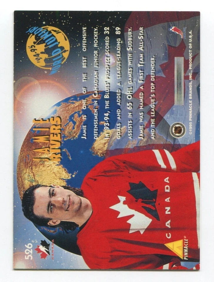 1996 Pinnacle Jamie Rivers Signed Card Hockey NHL Autograph AUTO #526 - Image 2 of 2