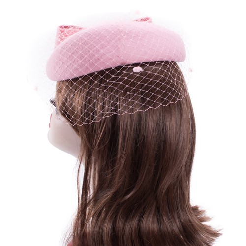 Retro Womens Dress Fascinator Wool Felt Pillbox Hat Party Wedding Bow Veil A082 - Picture 56 of 65