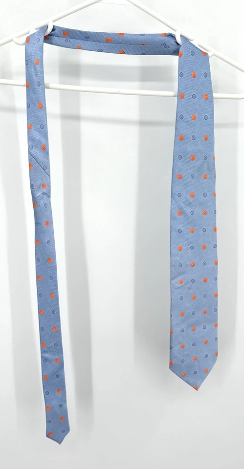 Corbata Lanvin Paris Hombre 3.75 Azul Seda Lunares Lujosa Hecha en Francia Foto 2 de 4