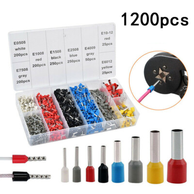 1200-Piece Bootlace Ferrule Crimp Terminal Kit - Wire Cord Cable End Connectors