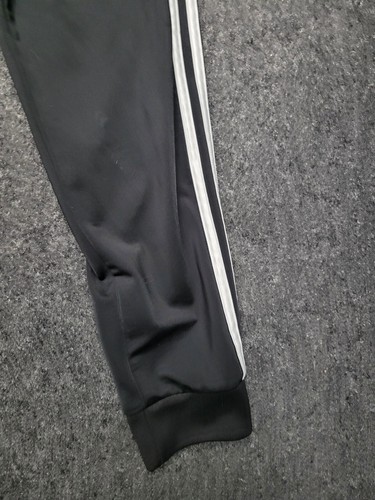 Adidas Pants Youth Medium Black White Athletic Tapered Lightweight 3 Stripe - Picture 7 of 14