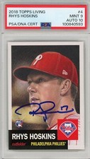 Rhys Hoskins Signed 2018 Topps Living Set Card #4 PSA 9/10 Auto RC Rookie