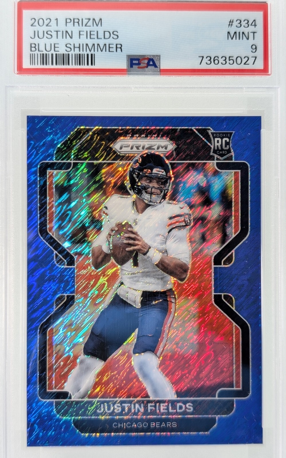 2021 Panini Prizm - Justin Fields Blue Shimmer Rookie #/25 PSA 9 RC SP