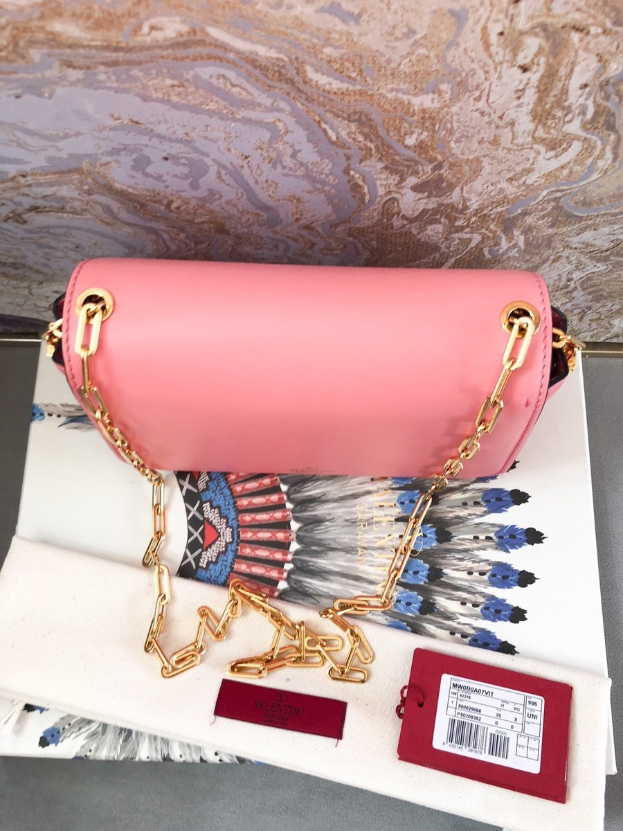 Valentino Garavani Coral Pink Gold Chain Shoulder Bag | eBay