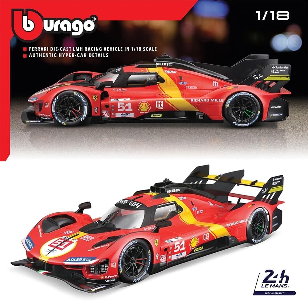 Bburago Rosso Ferrari 499P Le Mans Champion 2023 - Immagine 5