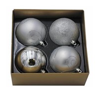 Festliche Christbaumkugeln 4Er Set 80Mm Unzerbrechlich Silber Weihnachtsdeko