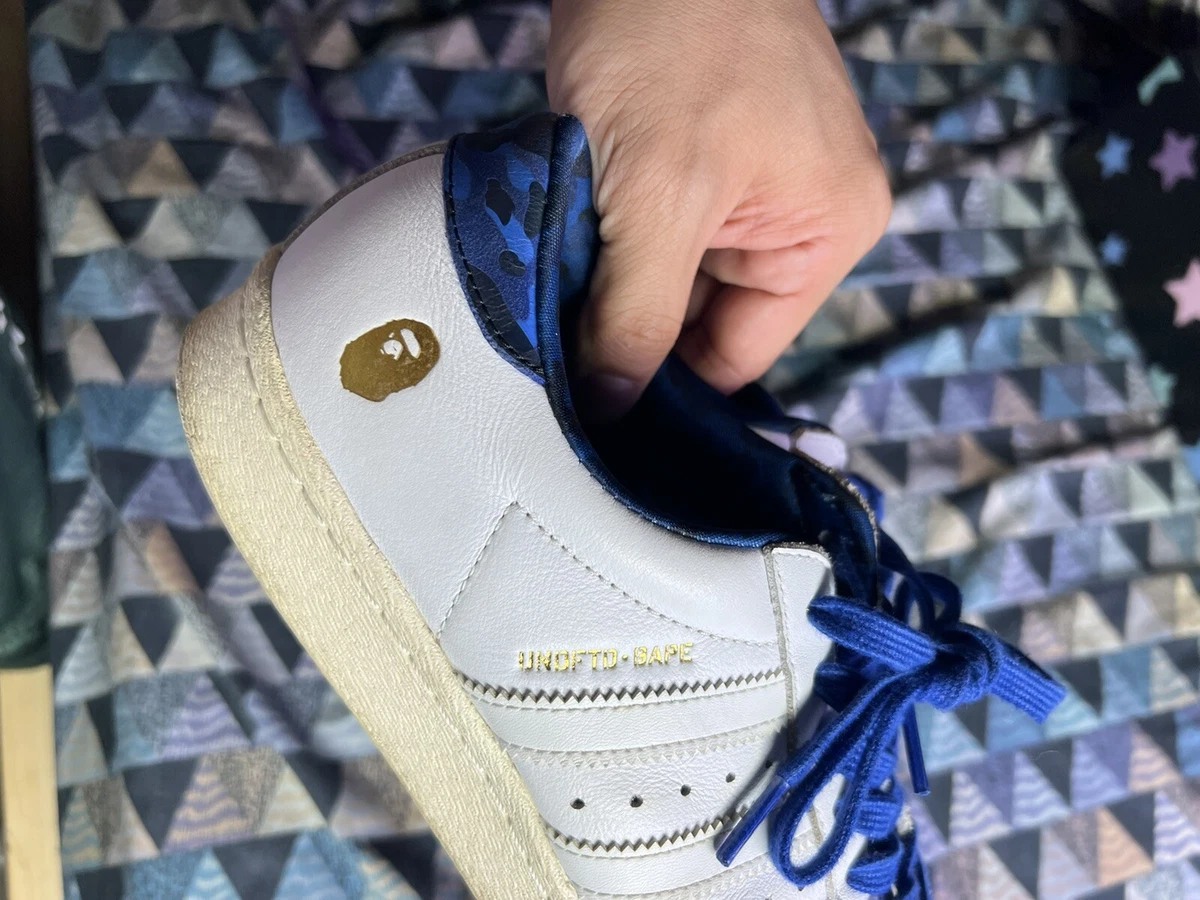 Size 8 - Adidas Superstar 80s x A bathing ape x Undefeated White
