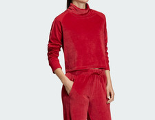 Vintage Adidas Women's Red Velour Track Suit Sz Medium NWT