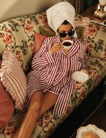 M&S Womens Pink Mix Viscose Striped Two-piece set Short sleeved Pyjamas