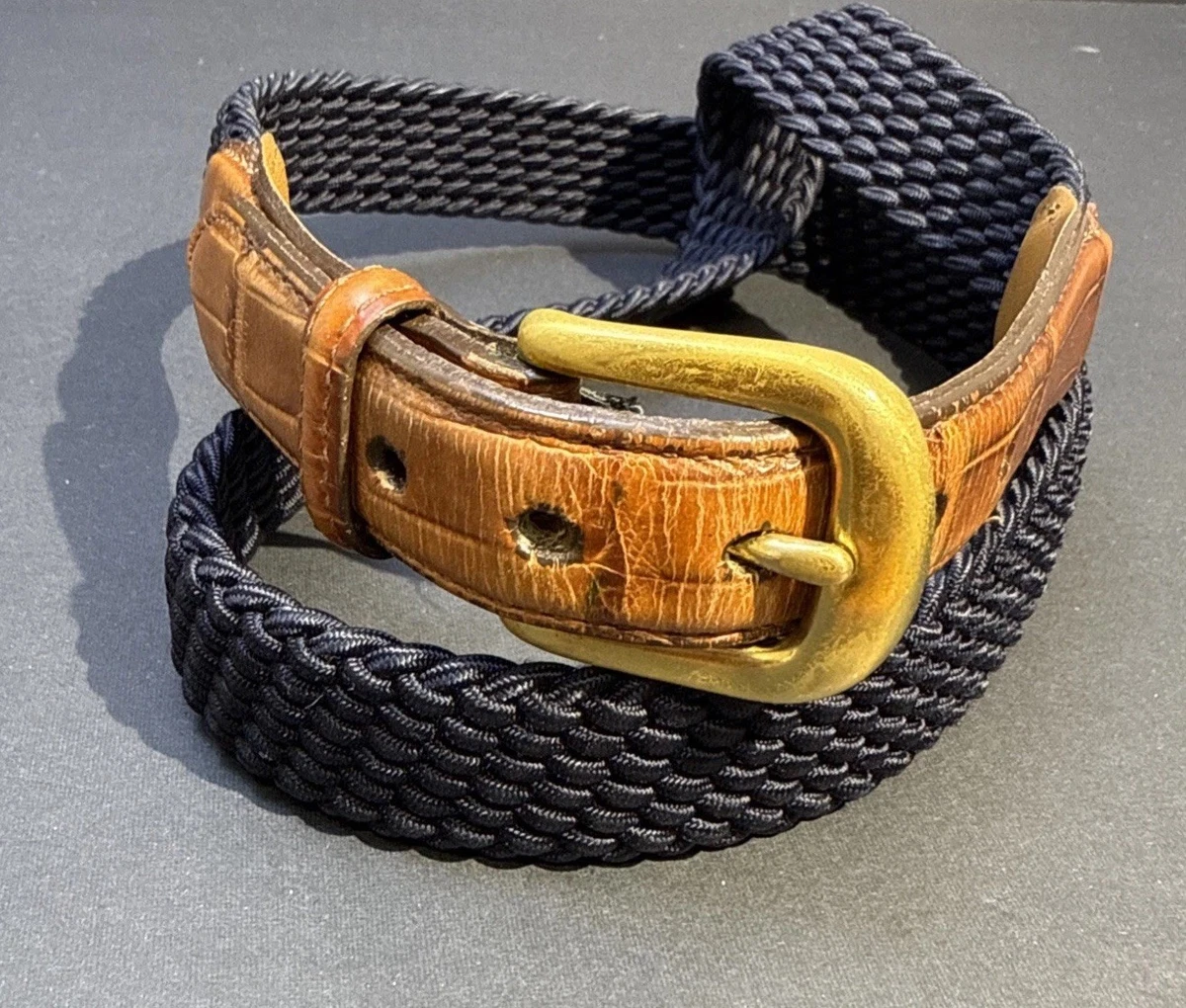 Vintage brown/gold Brighton leather stretchy belt Vintage Brighton belt – Holy Thrift main image 4