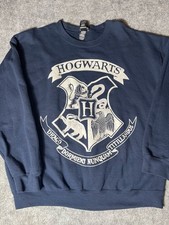 Harry Potter Hogwarts Crest Navy Graphic Sweatshirt Size Large