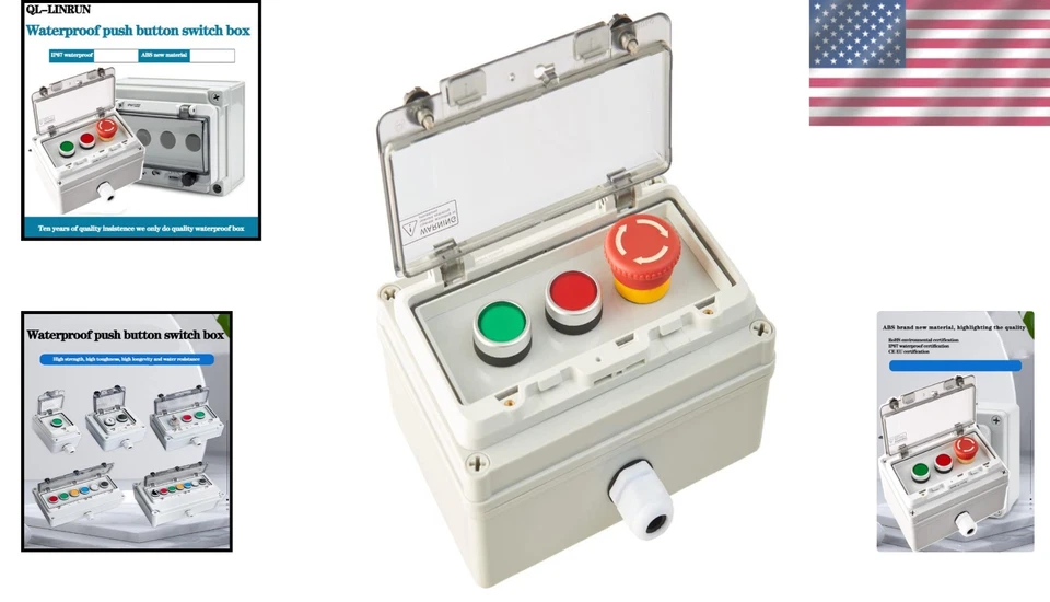 Durable Push Button Switch Box with Emergency Stop Function and IP67 Rating - Image 2 of 4