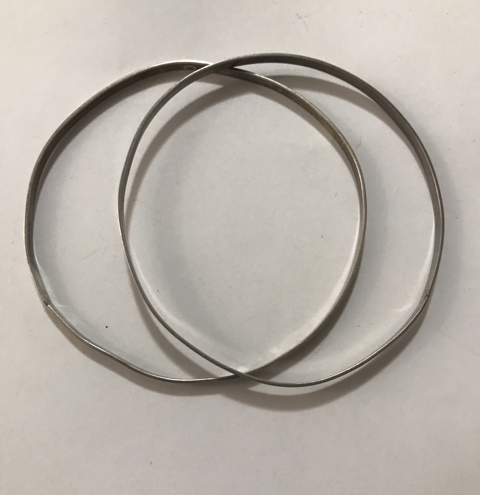 Sterling Silver Bangle Bracelets Pair Hammered - image 2